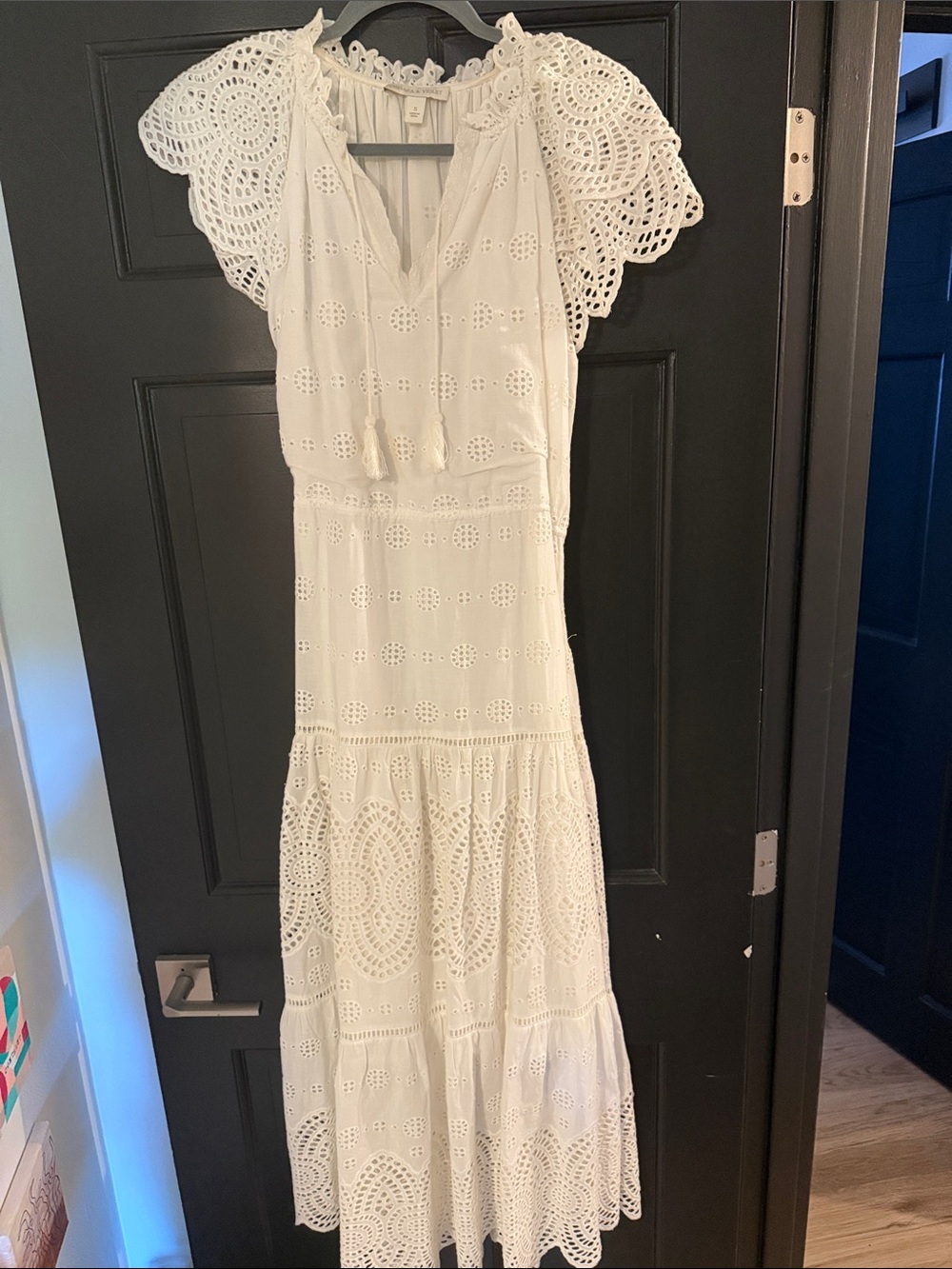 Chelsea & Violet White Eyelet Lace Maxi Dress Size S